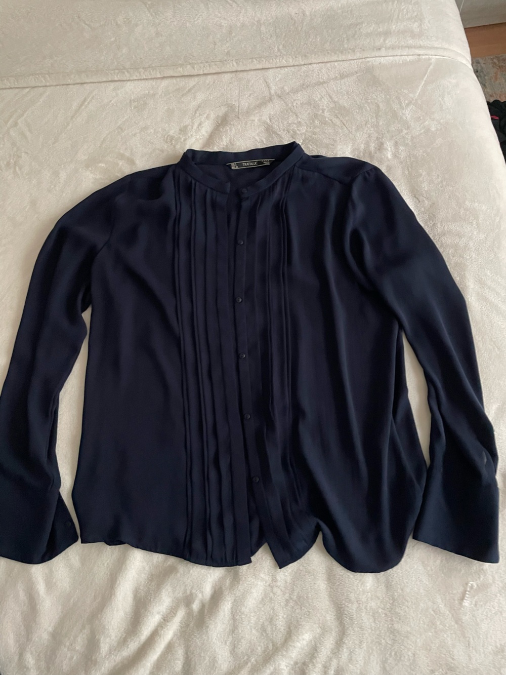 Zara Navy Dressy Blouse